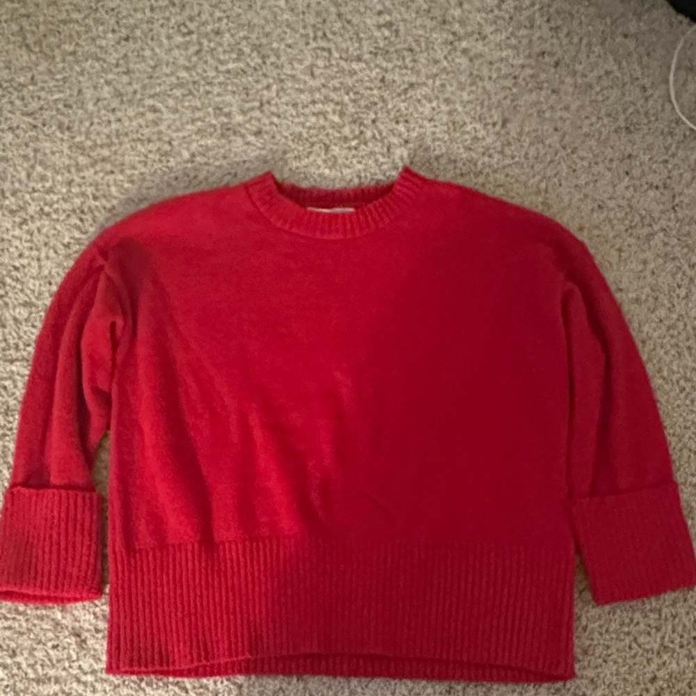 Women's Oversized Red Fuzzy Sweater